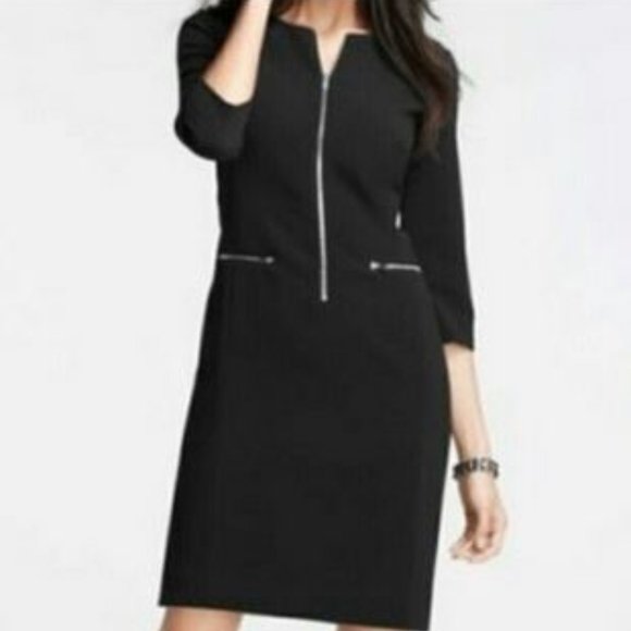 Ann Taylor Dresses & Skirts - Anne Taylor Black Zip front dress size 4